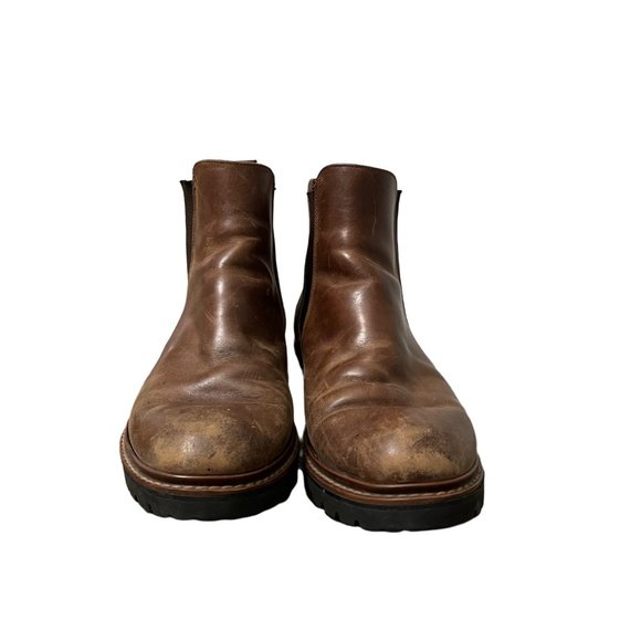 Mens Vibram Gumlite Brown Leather Mid Pull On Chelsea Boots Size 8 - Picture 2 of 7